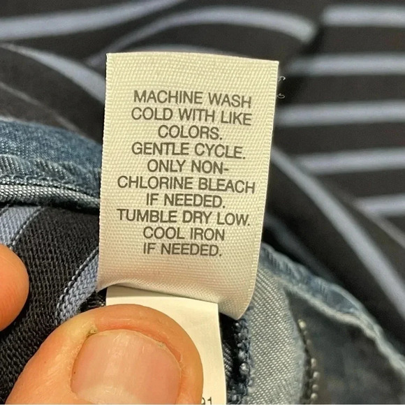 J Jill Mixed Media Shirttail Dress Striped Womens Small Blue Denim Crew - Picture 12 of 12